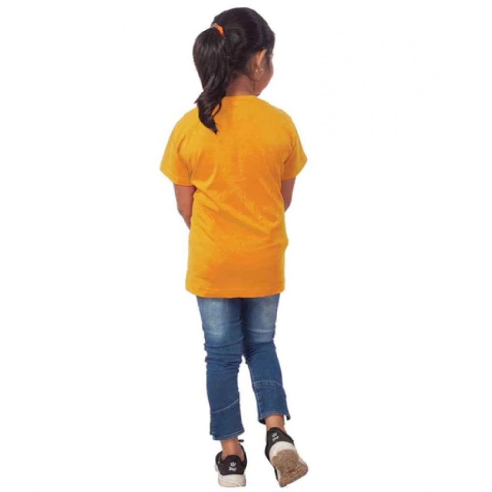 Clasymist Girls Cotton Adelie Half Sleeve TShirt (Mustard)