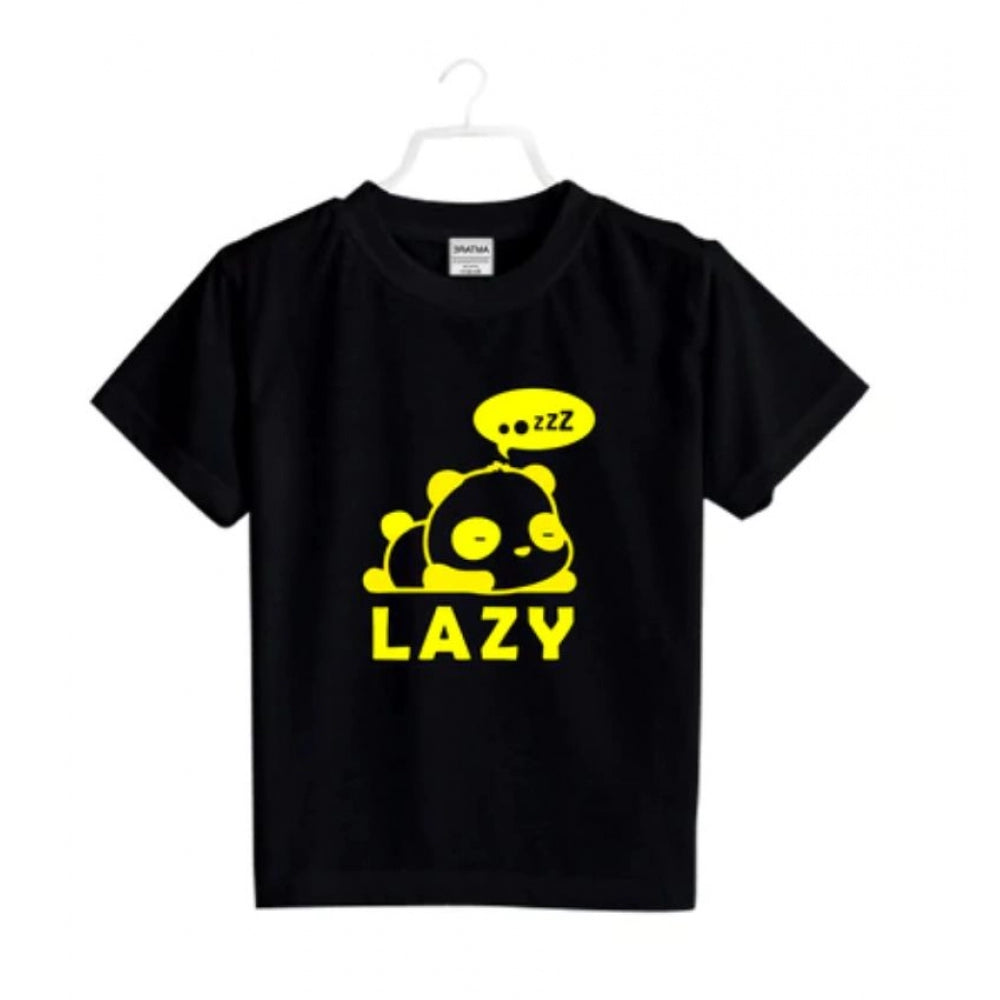 Clasymist Boys Cotton Lazy Half Sleeve TShirt (Black)