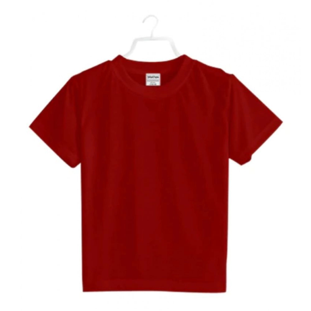 Clasymist Boys Cotton Plain Half Sleeve TShirt (Maroon)