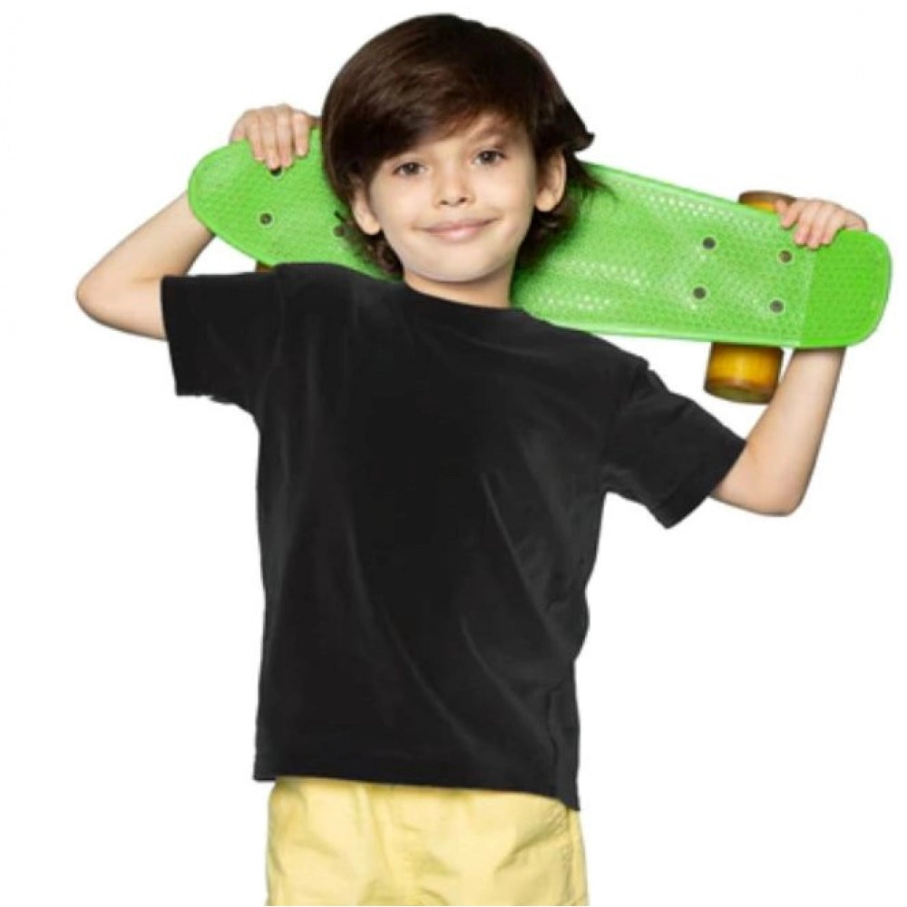 Clasymist Boys Cotton Plain Half Sleeve TShirt (Black)