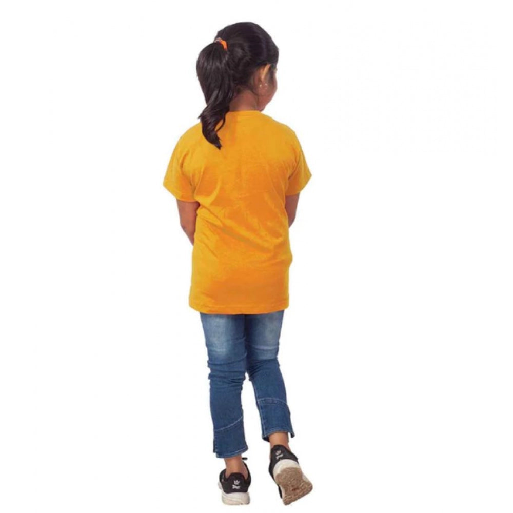 Clasymist Girls Cotton Snow Board Half Sleeve TShirt (Mustard)