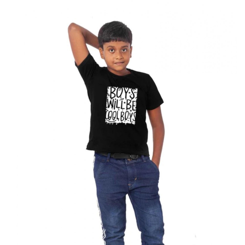 Clasymist Boys Cotton Will Be Cool Half Sleeve TShirt (Black)