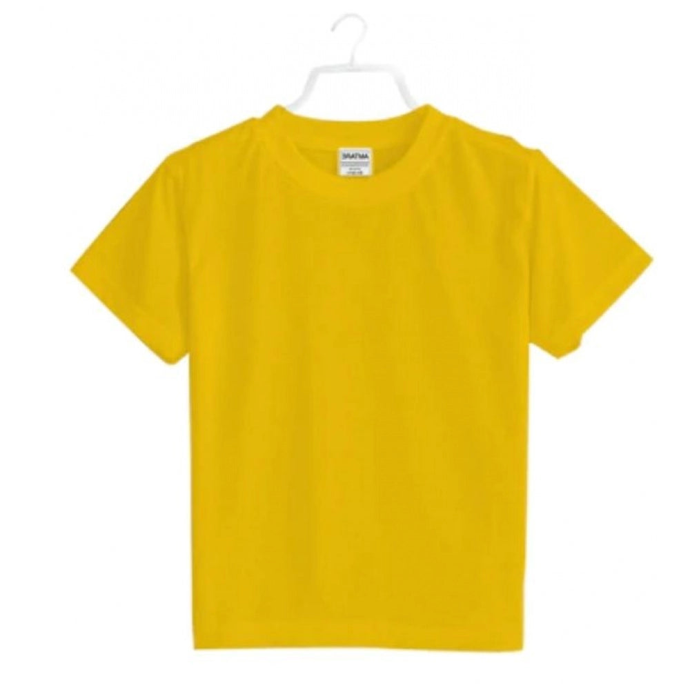 Clasymist Boys Cotton Plain Half Sleeve TShirt (Yellow)