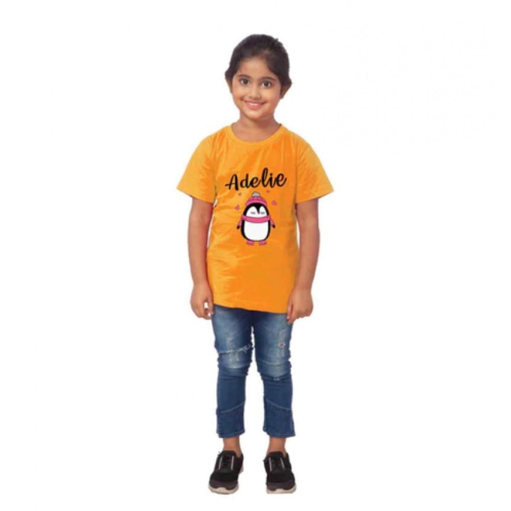 Clasymist Girls Cotton Adelie Half Sleeve TShirt (Mustard)