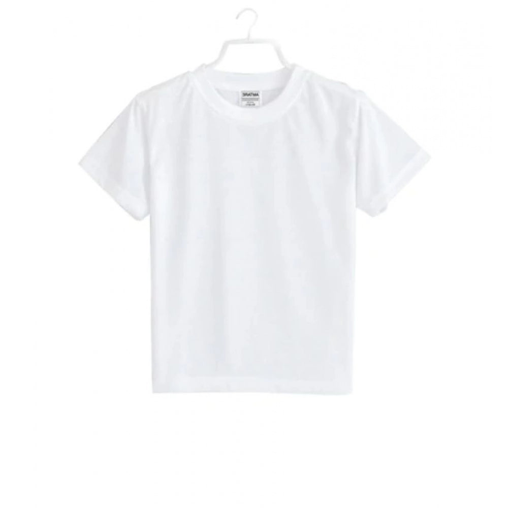 Clasymist Boys Cotton Plain Half Sleeve TShirt (White)