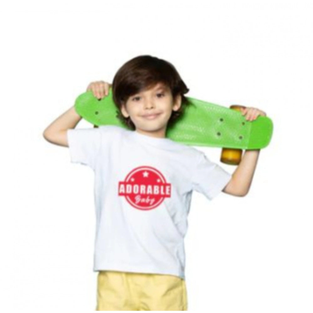 Clasymist Boys Cotton Adorable Baby Half Sleeve TShirt (White)