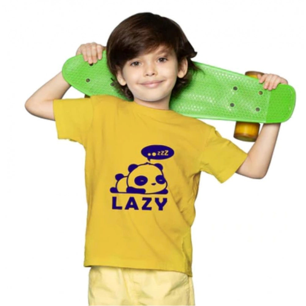 Clasymist Boys Cotton Lazy Half Sleeve TShirt (Mustard)