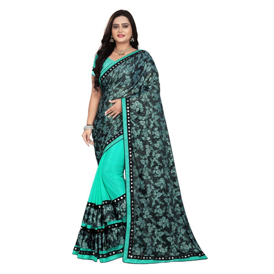 Clasymist Women's Lycra Blend Saree with Blouse (Rama, 5-6 Mtrs)