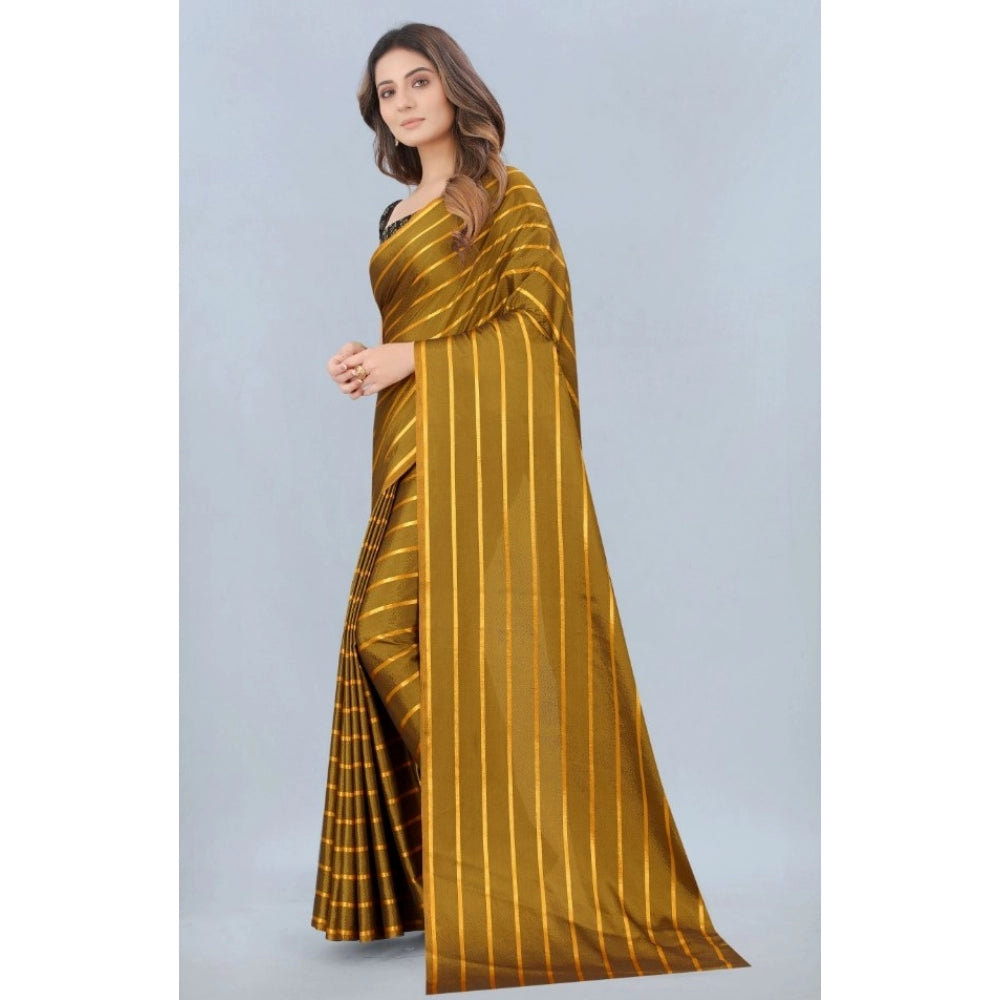 Clasymist Women's Satin Silk Saree with Blouse (Mustard, 5-6 Mtrs)