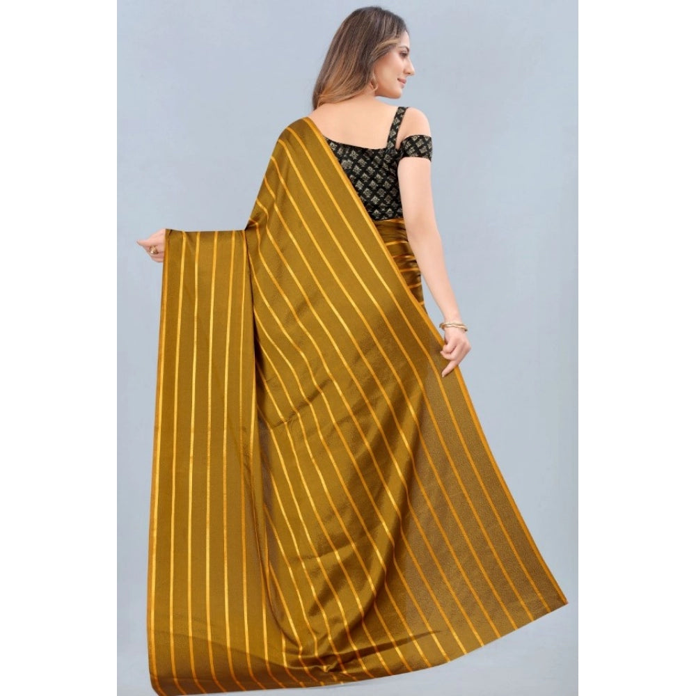 Clasymist Women's Satin Silk Saree with Blouse (Mustard, 5-6 Mtrs)