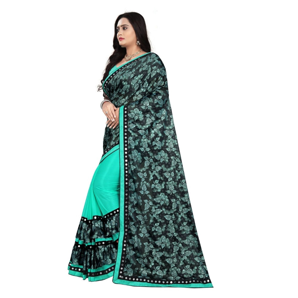 Clasymist Women's Lycra Blend Saree with Blouse (Rama, 5-6 Mtrs)