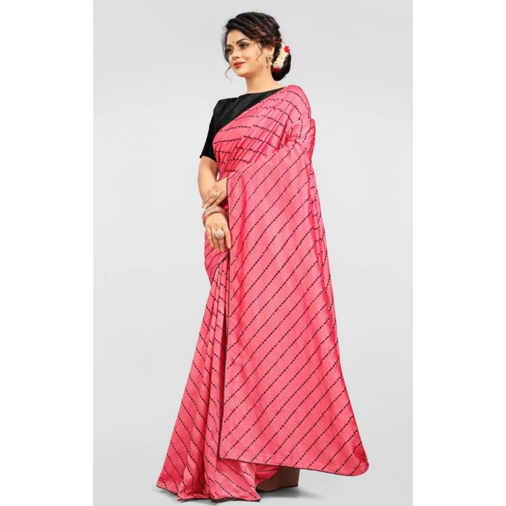 Clasymist Women's Vichitra Saree with Blouse (Gajari, 5-6 Mtrs)