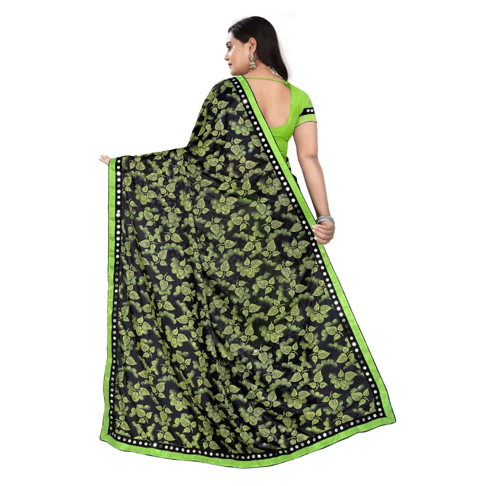 Clasymist Women's Lycra Blend Saree with Blouse (Pista, 5-6 Mtrs)