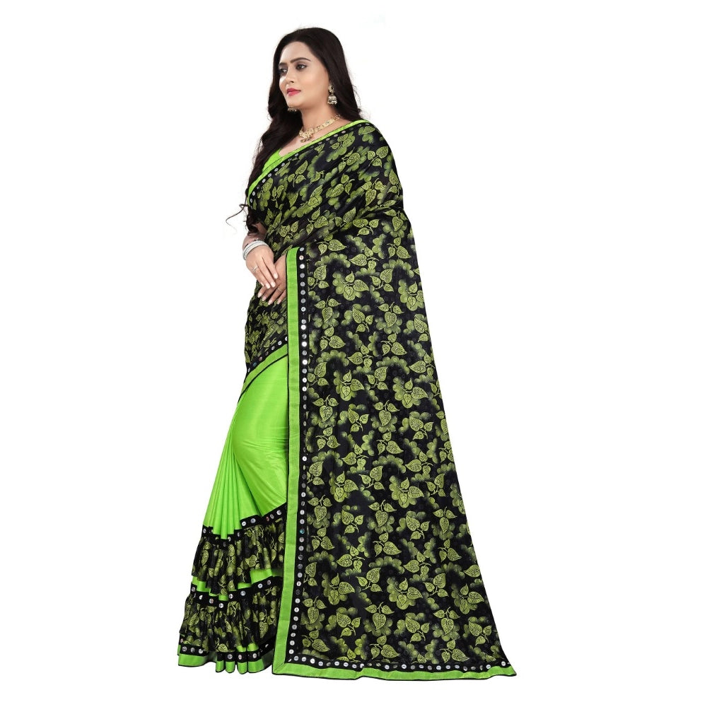 Clasymist Women's Lycra Blend Saree with Blouse (Pista, 5-6 Mtrs)