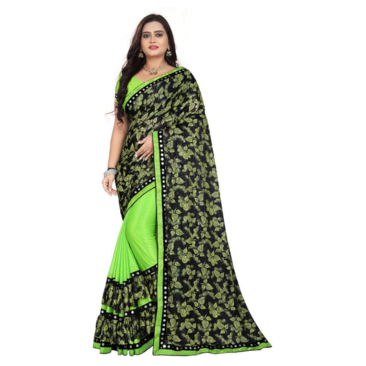 Clasymist Women's Lycra Blend Saree with Blouse (Pista, 5-6 Mtrs)