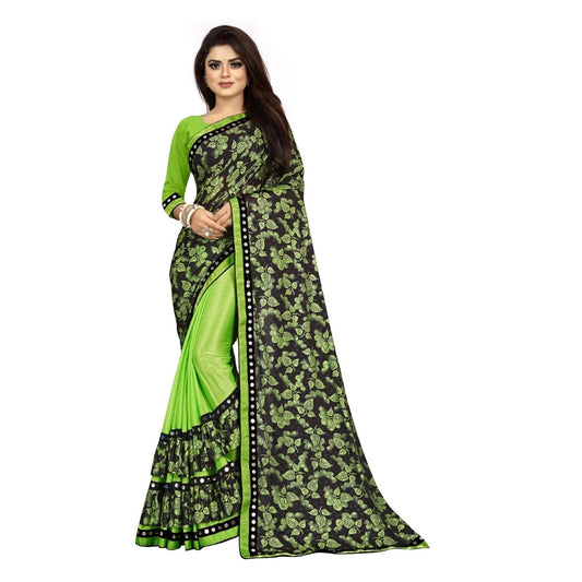 Clasymist Women's Lycra Blend Saree with Blouse (Pista, 5-6 Mtrs)