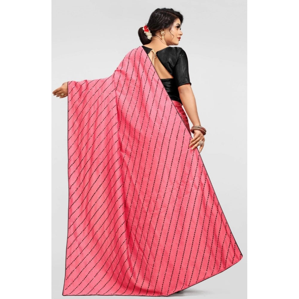 Clasymist Women's Vichitra Saree with Blouse (Gajari, 5-6 Mtrs)