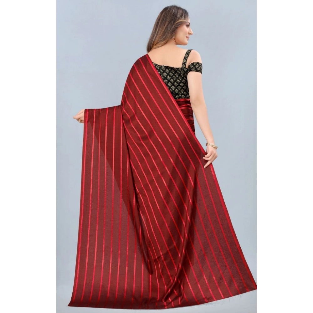 Clasymist Women's Satin Silk Saree with Blouse (Red, 5-6 Mtrs)