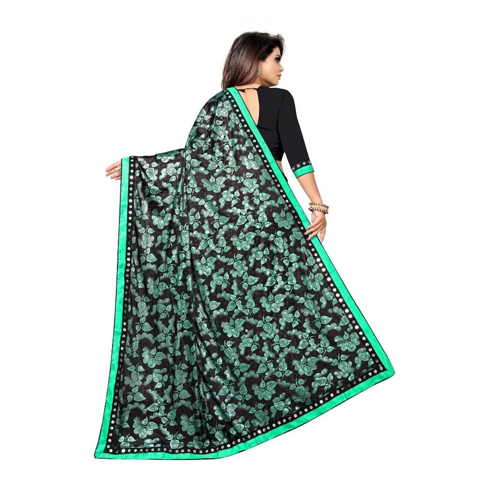 Clasymist Women's Lycra Blend Saree with Blouse (Green, 5-6 Mtrs)