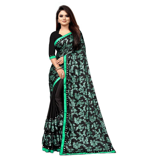 Clasymist Women's Lycra Blend Saree with Blouse (Green, 5-6 Mtrs)