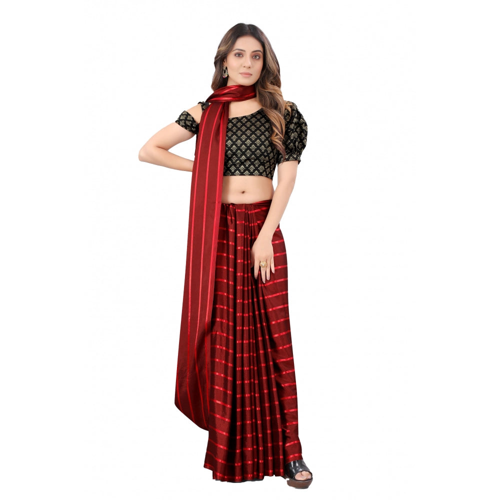 Clasymist Women's Satin Silk Saree with Blouse (Red, 5-6 Mtrs)