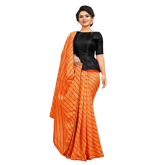 Clasymist Women's Vichitra Saree with Blouse (Orange, 5-6 Mtrs)