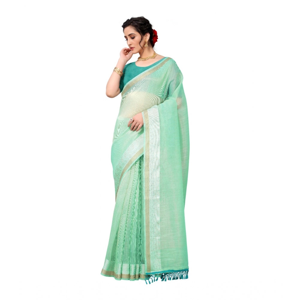 Clasymist Women's Cotton Woven Printed Sarees (Rama Blue, 5-6 Mtrs)