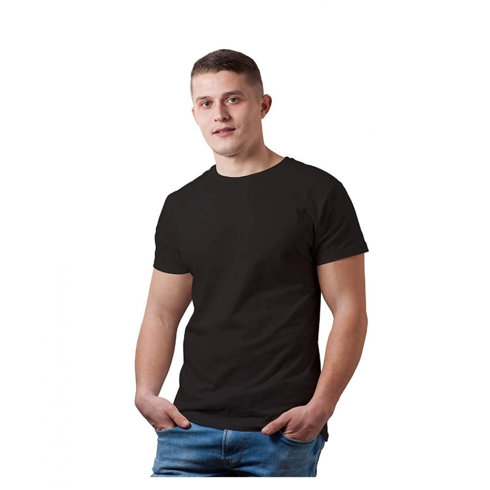 Clasymist Men's Half Sleeve Round Neck Cotton T Shirt (Black)