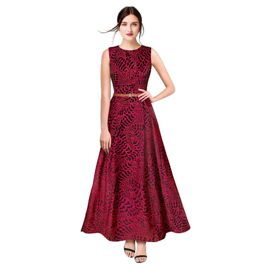 Clasymist Women's American Crepe Western Wear Flare Long Gown (Gajari)