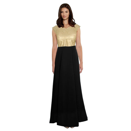 Clasymist Women's Gorgee Western Wear Flare Long Gown (Black)