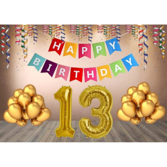 Clasymist 13Th Happy Birthday Decoration Combo With Multi Color Banner (Multicolor)