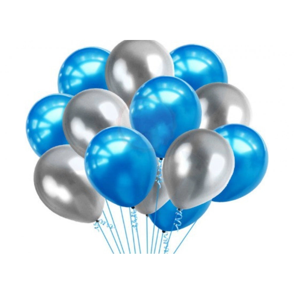 Clasymist 14Th Happy Birthday Decoration Combo With Foil And Star Balloons (Blue, Silver)