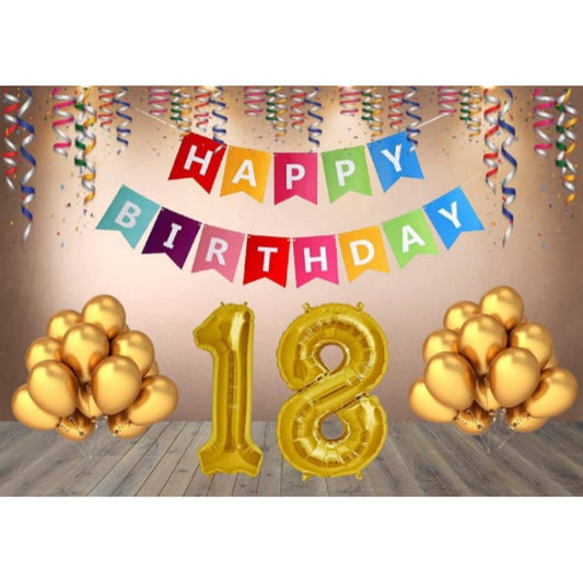 Clasymist 18Th Happy Birthday Decoration Combo With Multi Color Banner (Multicolor)