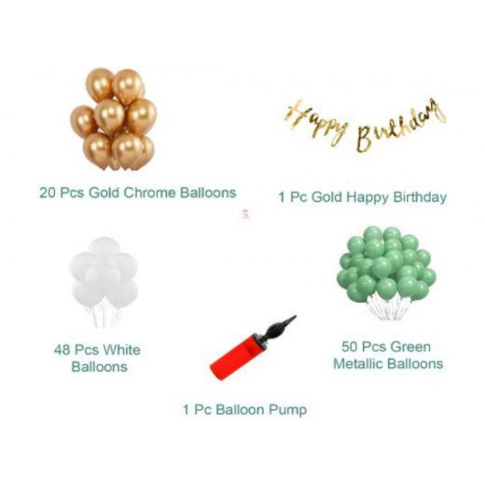 Clasymist Birthday Decoration Combo Of Gold Birthday Banner, Metallic Balloons, Balloonpump (Multicolor)