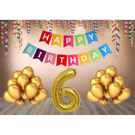 Clasymist 6Th Happy Birthday Decoration Combo With Multi Color Banner (Multicolor)