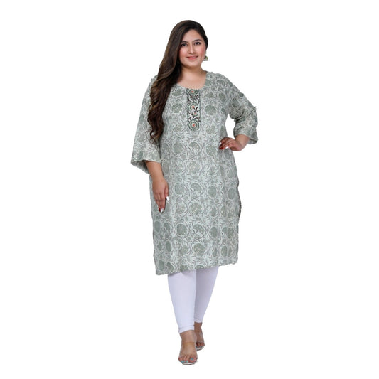 Clasymist Women's Office wear Golden Foil Capsule Straight Kurti (Green)