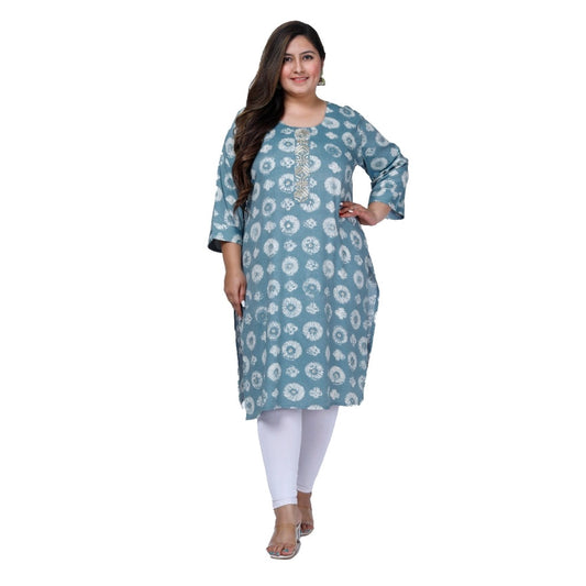 Clasymist Women's Office wear Golden Foil Capsule Straight Kurti (Light Blue)