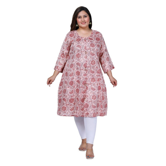 Clasymist Women's Office wear Golden Foil Capsule A-Line Kurti (Light Pink)