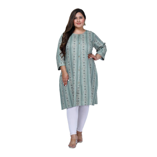 Clasymist Women's Office wear Golden Foil Capsule A-Line Kurti (Light Green)