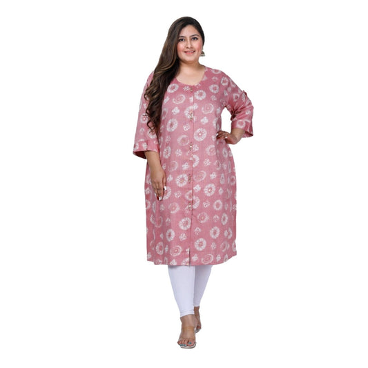 Clasymist Women's Office wear Golden Foil Capsule A-Line Kurti (Pink)