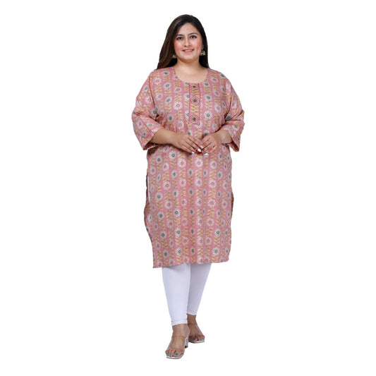 Clasymist Women's Office wear Golden Foil Capsule Straight Kurti (Pink)