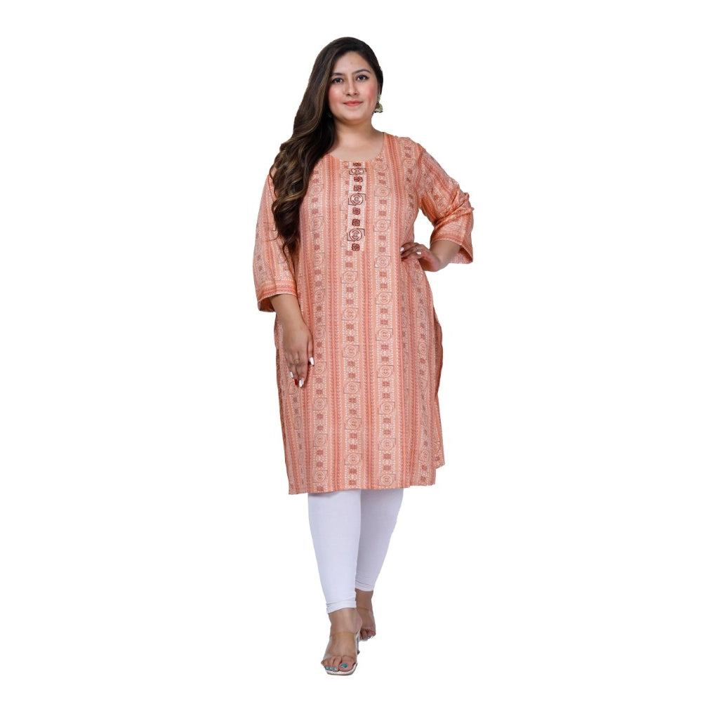 Clasymist Women's Office wear Golden Foil Capsule Straight Kurti (Orange)