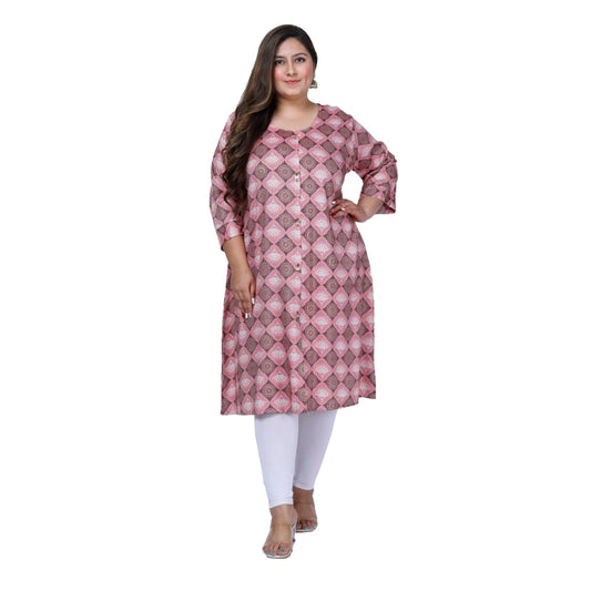 Clasymist Women's Office wear Golden Foil Capsule A-Line Kurti (Pink)