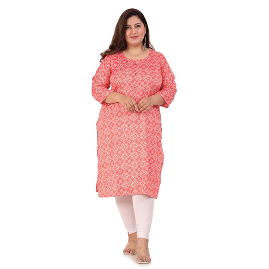 Clasymist Women's Office wear Designer Printed Capsule Straight Kurti (Pink)