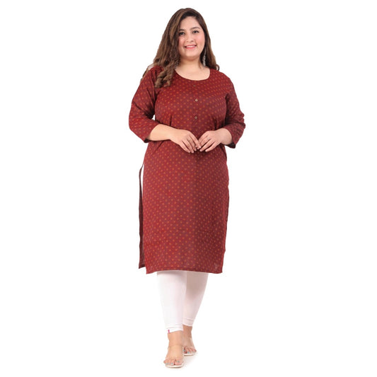 Clasymist Women's Office wear Bandhini Printed Capsule Straight Kurti (Maroon)