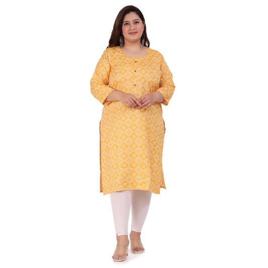 Clasymist Women's Office wear Designer Printed Capsule Straight Kurti (Yellow)