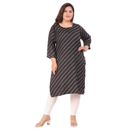 Clasymist Women's Office wear Stripe Capsule Straight Kurti (Black)