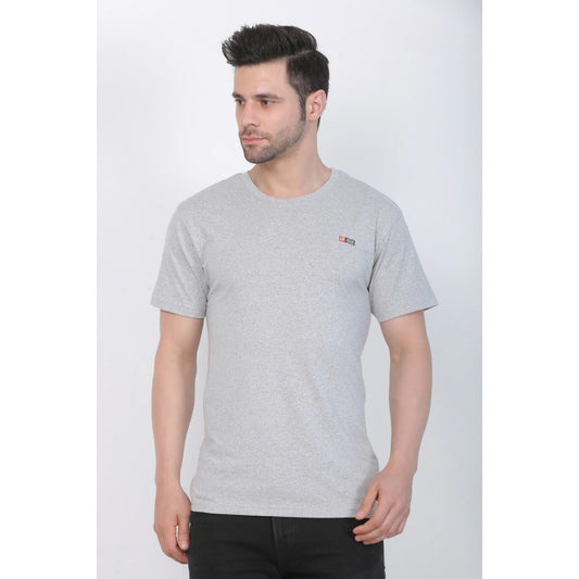 Clasymist Men's Cotton Jersey Round Neck Plain Tshirt (Grey Melange)