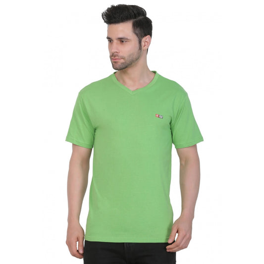 Clasymist Men's Cotton Jersey V Neck Plain Tshirt (Pale Green)