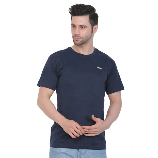 Clasymist Men's Cotton Jersey Round Neck Plain Tshirt (Navy)